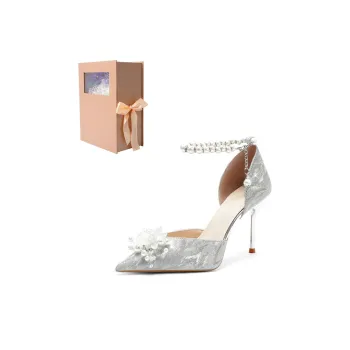 CHILI Slim Heel High Heels Women's Silver