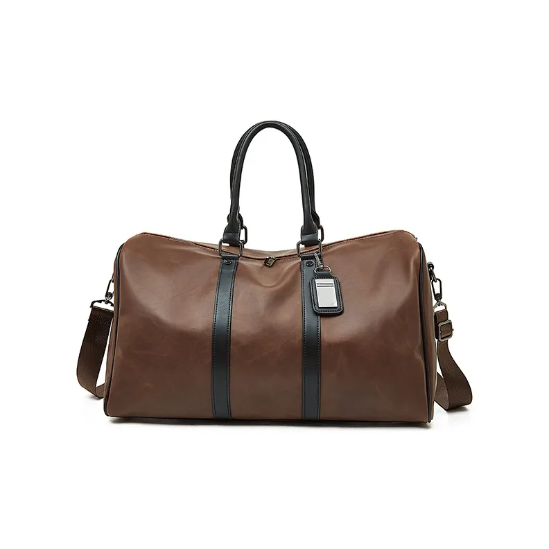 Old Man's Head Synthetic Leather Travel Bag Men's Coffee-1