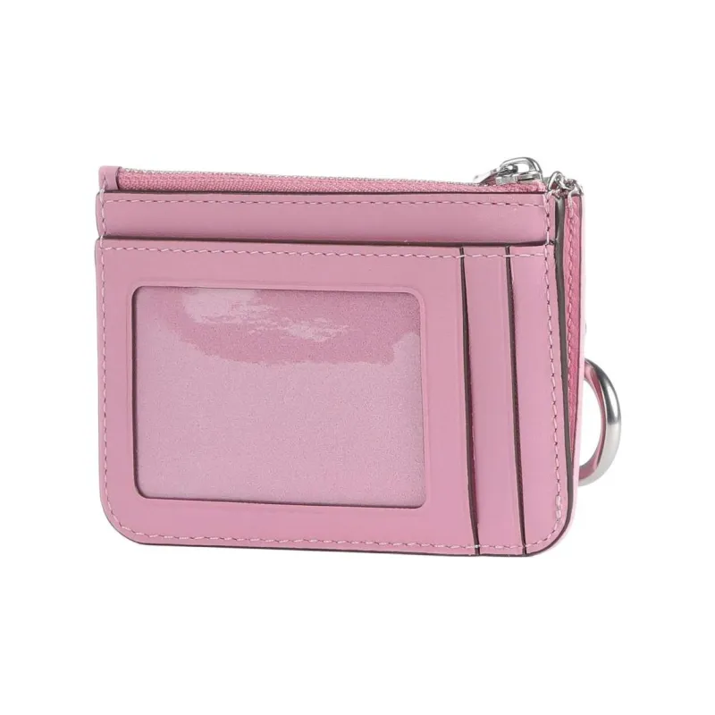 COACH Mini Id Skinny Coated Canvas With Calfskin Card Holder Mini Women's Bright Pink-1
