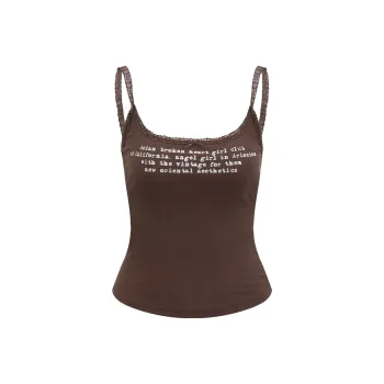 Ariseism Letter Tank Top Women's Summer Slim Fit Inner Outerwear Top Camisole Women's