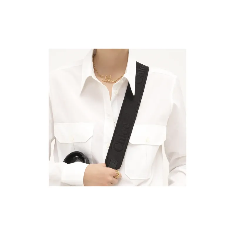 Chloe Canvas Blended With Polyester Bag Straps Women's Black-4