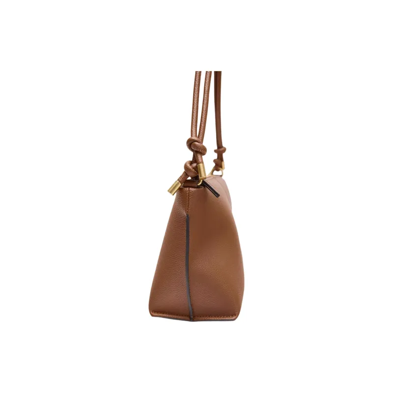 ZARA Polyurethane Shoulder Bag, Crossbody Bag Medium Size Women's Dark Brown Yellow-3