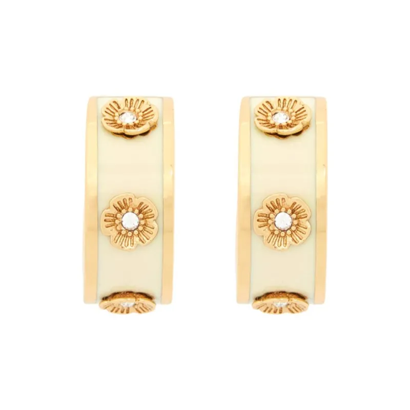 COACH Brass, Glass, Titanium, Zircon, Enamel Earrings Women's Gold-1