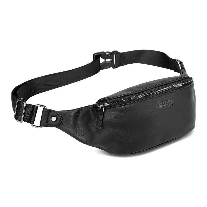 Jeep PU Sling Bag, Crossbody Bag, Fanny Pack Regular Unisex Black-2