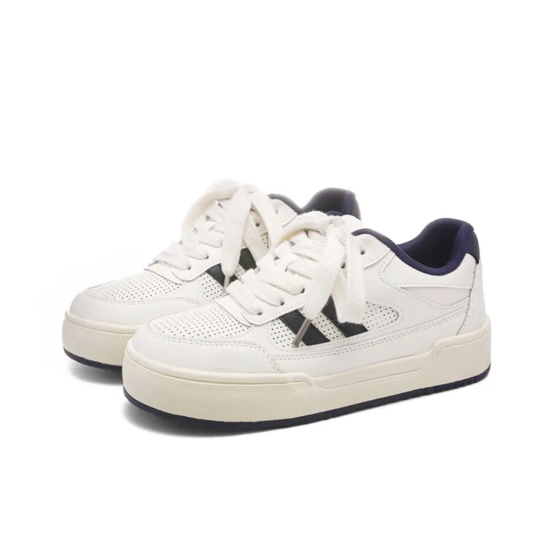 The New Age Family Low Top Skateboard Shoes Women's Beige Blue-1