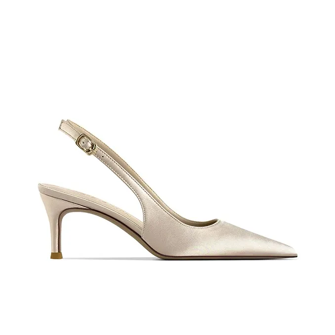 Lan Miao Slim Heel High Heels Women's Champagne-1