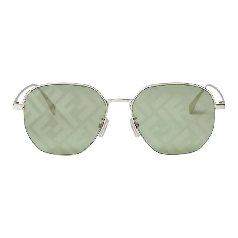 FENDI Metal Oval Sunglasses Men's Silver-1