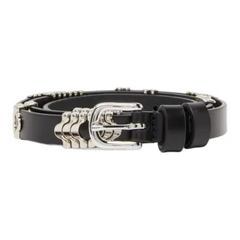 ISABEL MARANT Cow Leather, Zinc Alloy, Metal Leather Belts Women's Black 