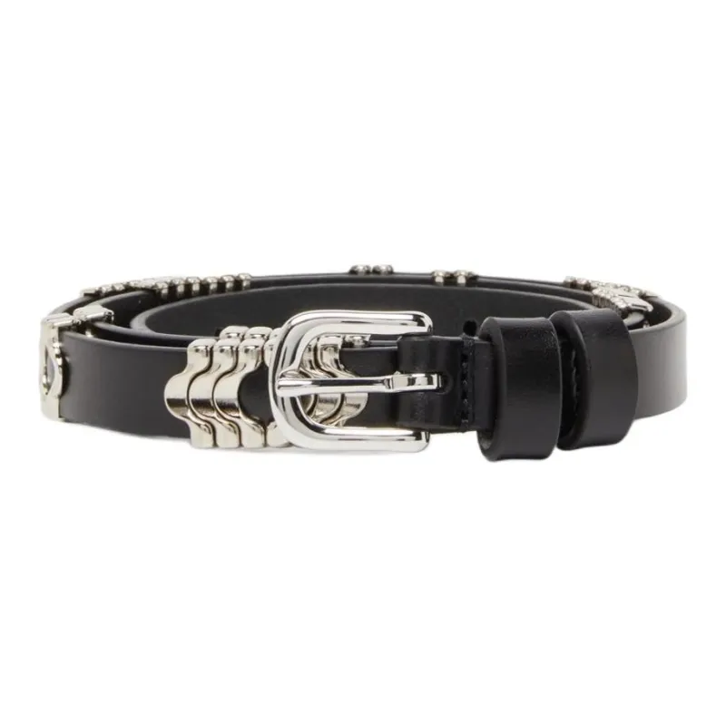 ISABEL MARANT Cow Leather, Zinc Alloy, Metal Leather Belts Women's Black -0