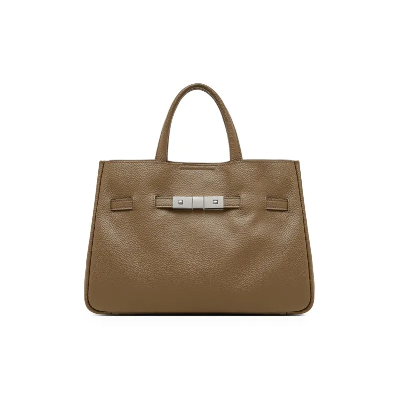 PIERRE CARDIN Cow Leather Shoulder Bag, Handbag Tubas Women's Black/Beige/Elephant Gray-11