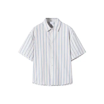 SANBAI STUDIO Shirts Unisex Light Blue Vertical Stripes