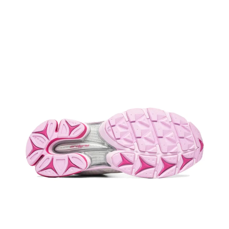 Saucony ProGrid Triumph 4 Anti Slip Wear Resistant Low Top Running Shoes Women's White Pink-4