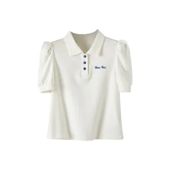 Late White Puff Sleeve T Shirt Women's