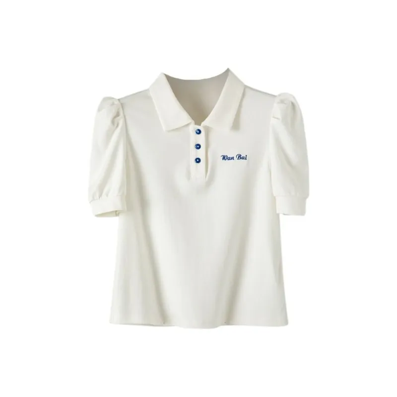 Late White Puff Sleeve T Shirt Women's-0