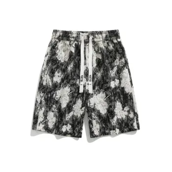 YATSI Casual Shorts Unisex Black Floral