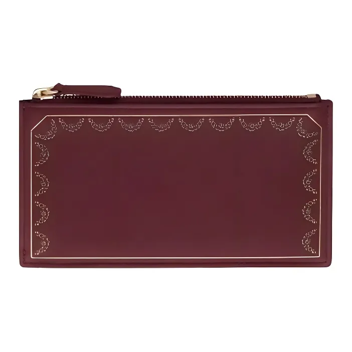CARTIER GUIRLANDE Cow Leather Card Holder Women's Burgundy-0