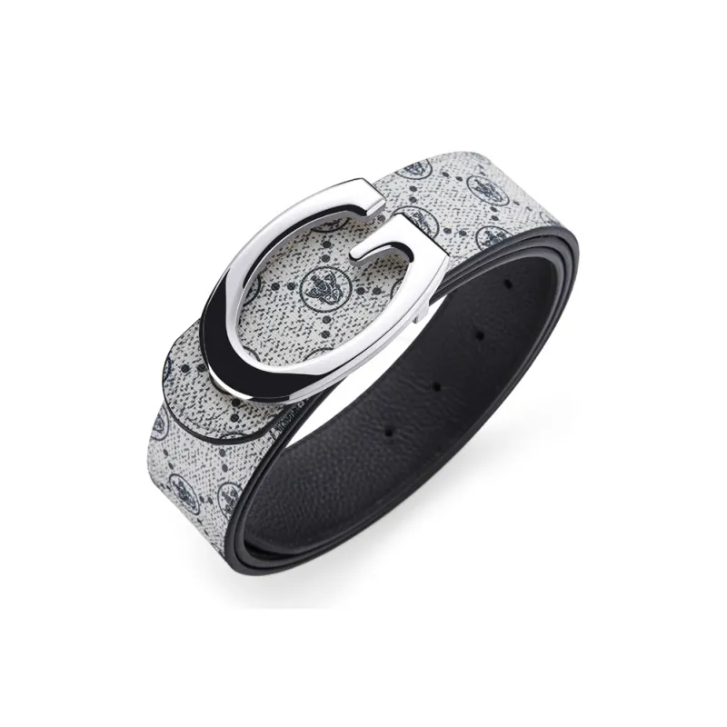 Jeccieziio Cow Leather Belts Men's Gunmetal, Gold, Silver Width 3.8CM-30