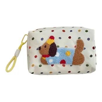 Gentle Welcome Polka Dot Dog Big Capacity Portable Makeup Bags