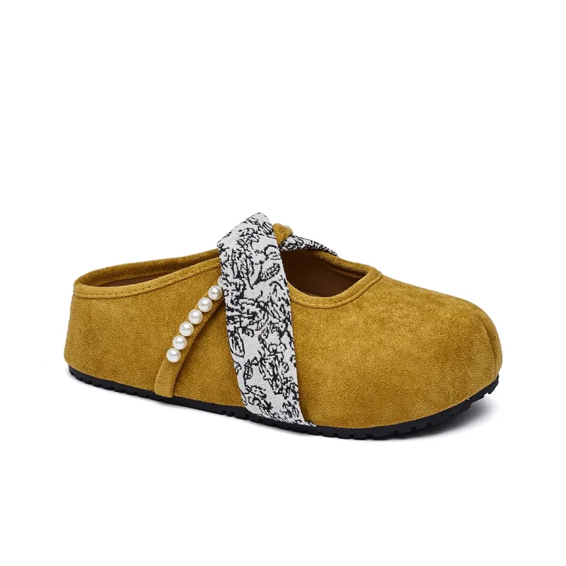 MUKALUO Rubber Sole Abrasion Resistant Slip Resistant Closed Toe Slippers Women's-10