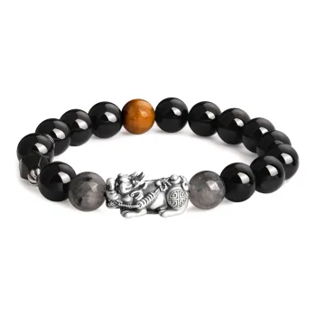 Lao Feng Xiang Natural Obsidian Bracelets Unisex