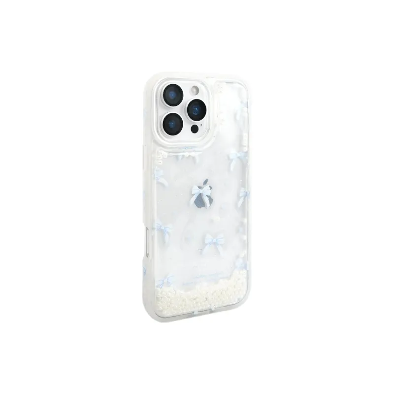 Sopi TPU Material Pearl Sand Blue Bowknot Phone Cases Compatible With IPhone 16/15 Pro Max/Apple 13/14 Pro/Max-2