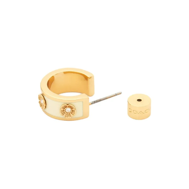 COACH Brass, Glass, Titanium, Zircon, Enamel Earrings Women's Gold-3