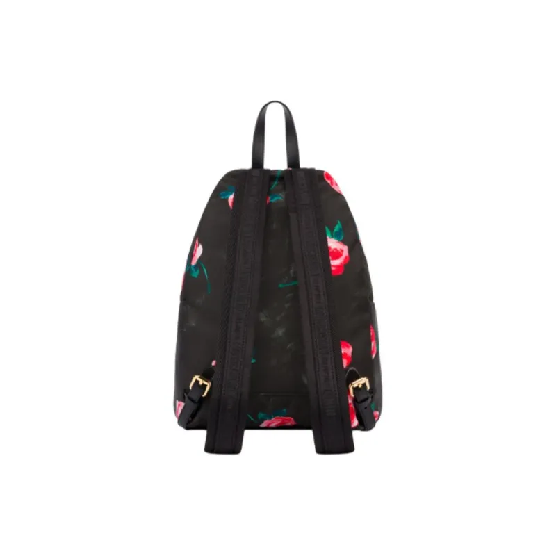 MOSCHINO Nylon Backpack Medium Size Women's Black Rose Red-1