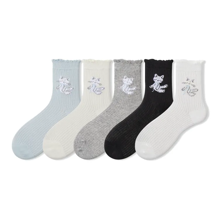COTTON CHEESE Mid Calf Socks Unisex 5 Pack-1
