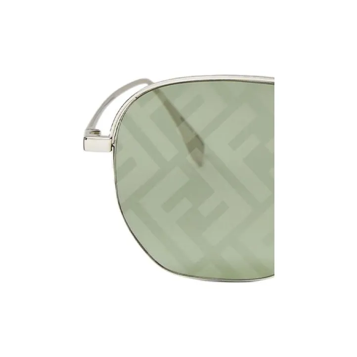 FENDI Metal Oval Sunglasses Men's Silver-2