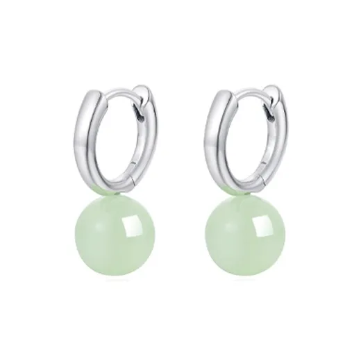 Asia Star Earrings Pale Greenish White Jade Women's-0