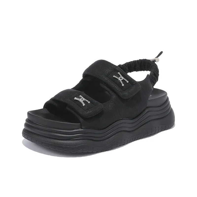 CARDANRO Beach Sandals Women's Black/Yellow-1