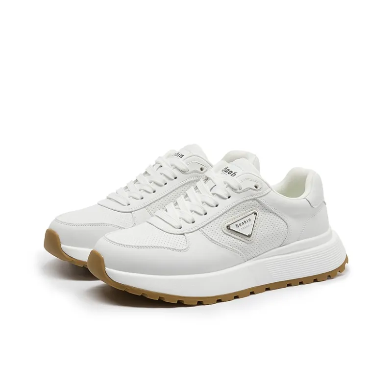 Haobin Breathable And Lightweight Low Top Casual Shoes Unisex White-3