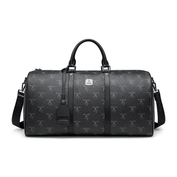 FAIRWHALE Synthetic Leather Travel Bag Unisex Black