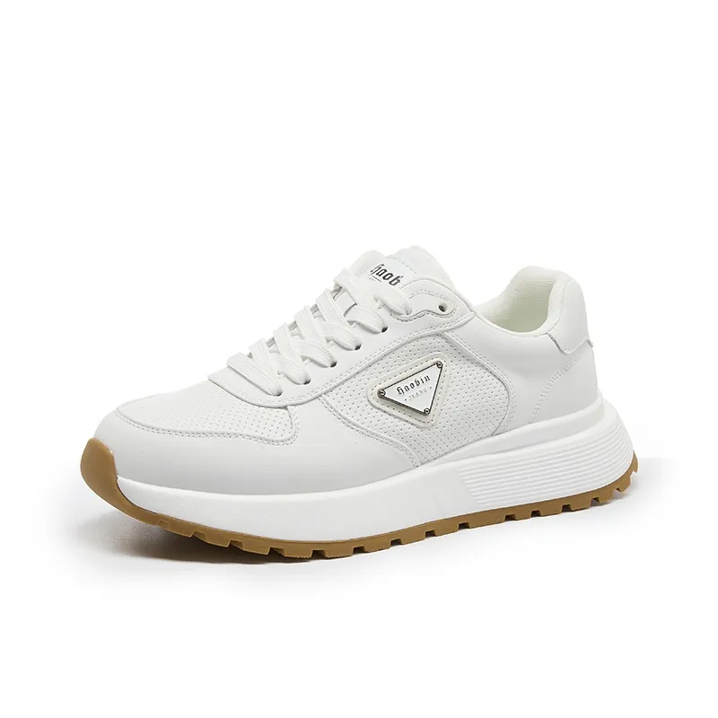 Haobin Breathable And Lightweight Low Top Casual Shoes Unisex White-1