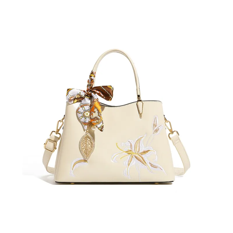 OCTSUI PU One Shoulder Handbag Women's Ecru-1