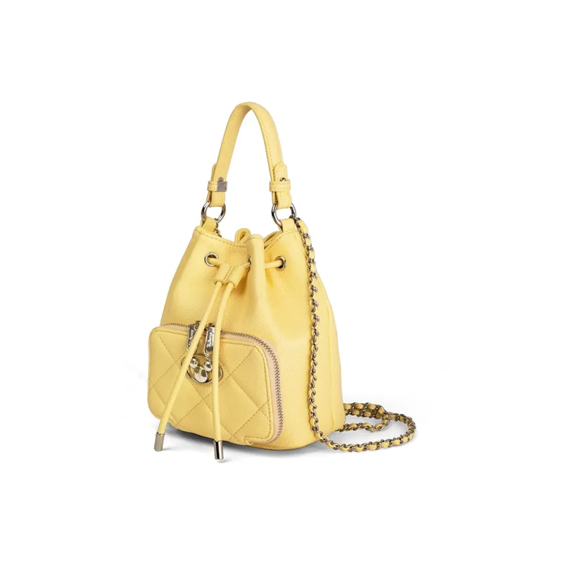 Disney Synthetic Leather, Textile Mosaic Bucket Bag, One Shoulder Handbag Women's Yellow-4