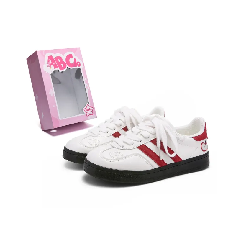 ABCIO Skateboard Shoes Women's Low Top Red Apple/White Red/Green Apple-6