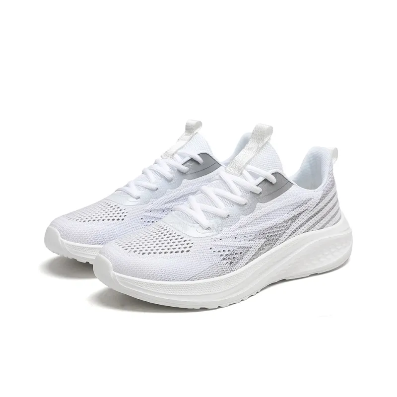 TELENT Shock Absorbers With Slip Resistant Features Low Top Casual Shoes Unisex White Gray-1