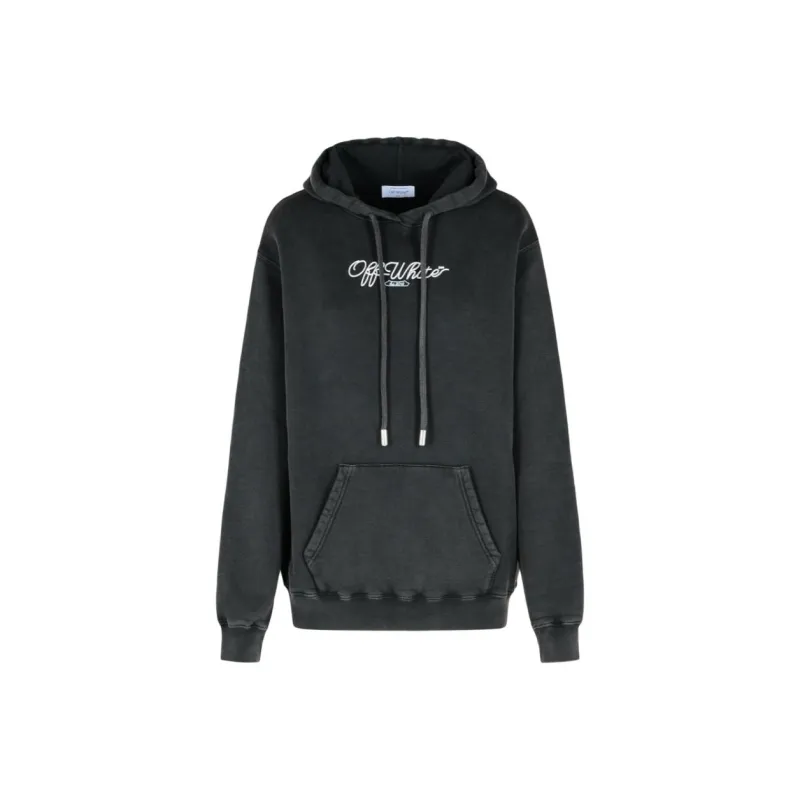OFF WHITE Logo Embroidered Drawstring Hoodie-0