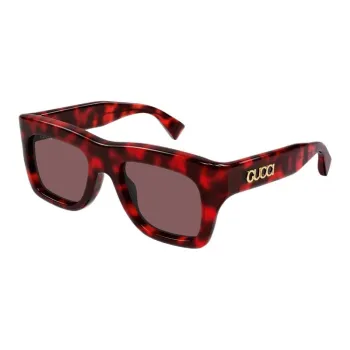 GUCCI Rectangular Sunglasses Men's Red