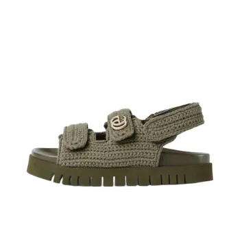 GUCCI Double G One Strap Sandals Women's Dark Green