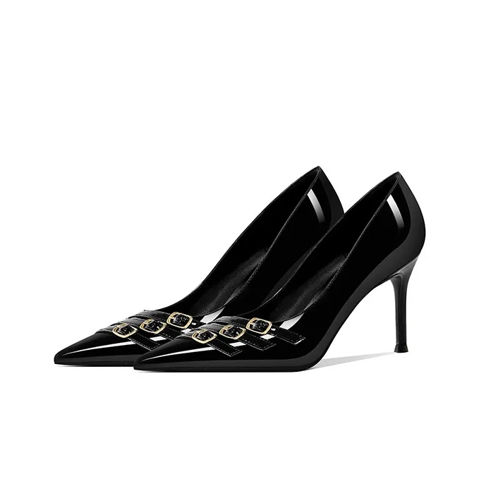 GOSO Slim Heel High Heels Women's Black-1