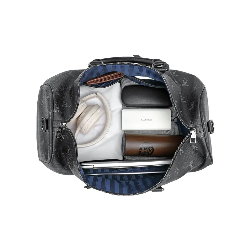 FAIRWHALE Synthetic Leather Travel Bag Unisex Black-4