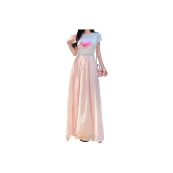 Wen Shan Casual Long Skirt Women's Pink