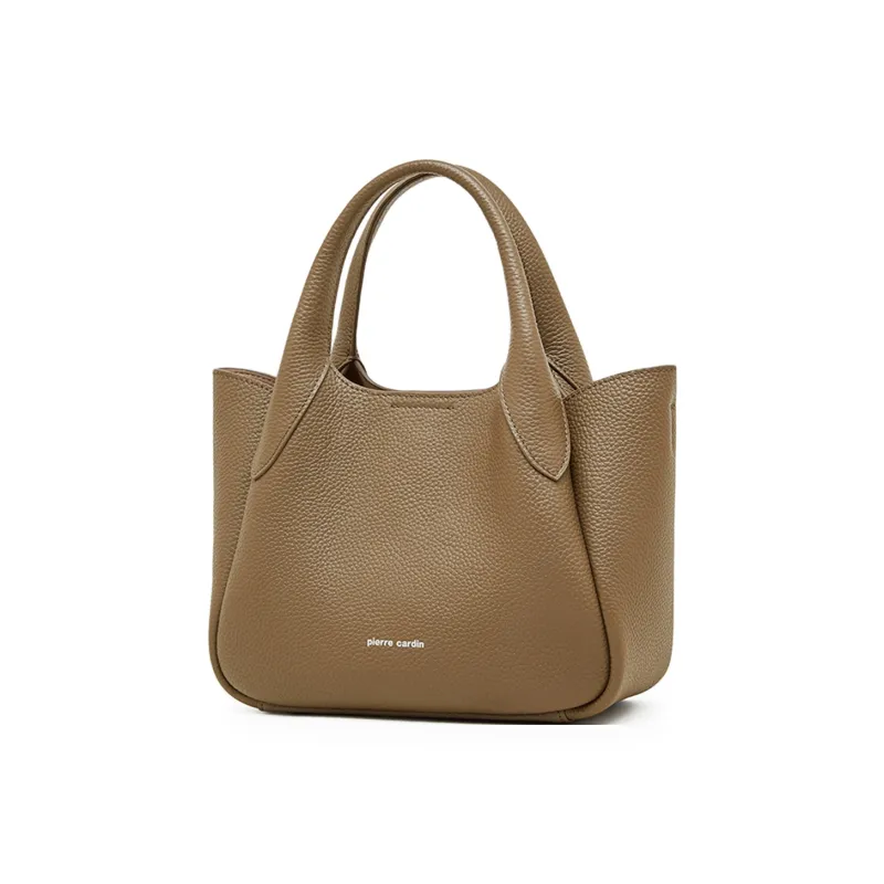 PIERRE CARDIN Top Grain Cow Leather Handbag, Shoulder Bag, Crossbody Bag Medium Size Women's Black//Beige/Elephant Gray-9