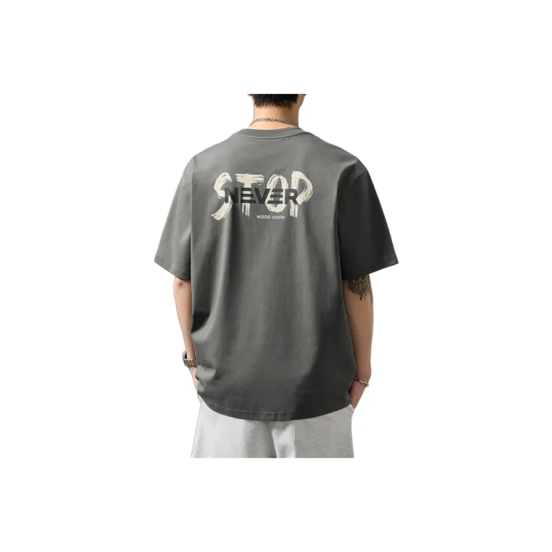 WOOD SOON Loose Fit Casual Cooling Heavyweight Men's Clothing Top Unisex-5