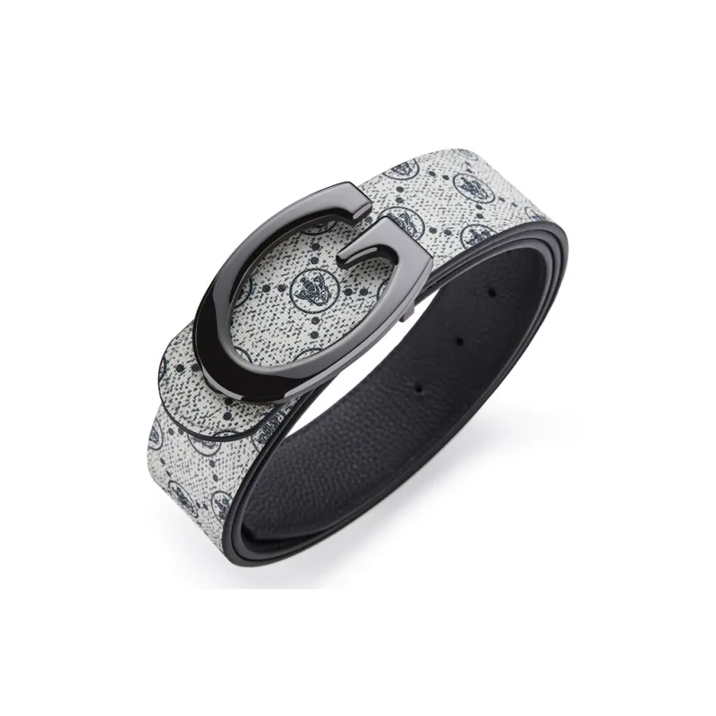 Jeccieziio Cow Leather Belts Men's Gunmetal, Gold, Silver Width 3.8CM-0