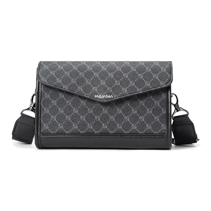 Mulinsen PU Shoulder Bag Men's Pattern Black-0