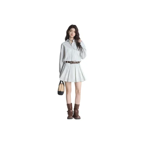 Flowers In Water Long Sleeved Dress Women's