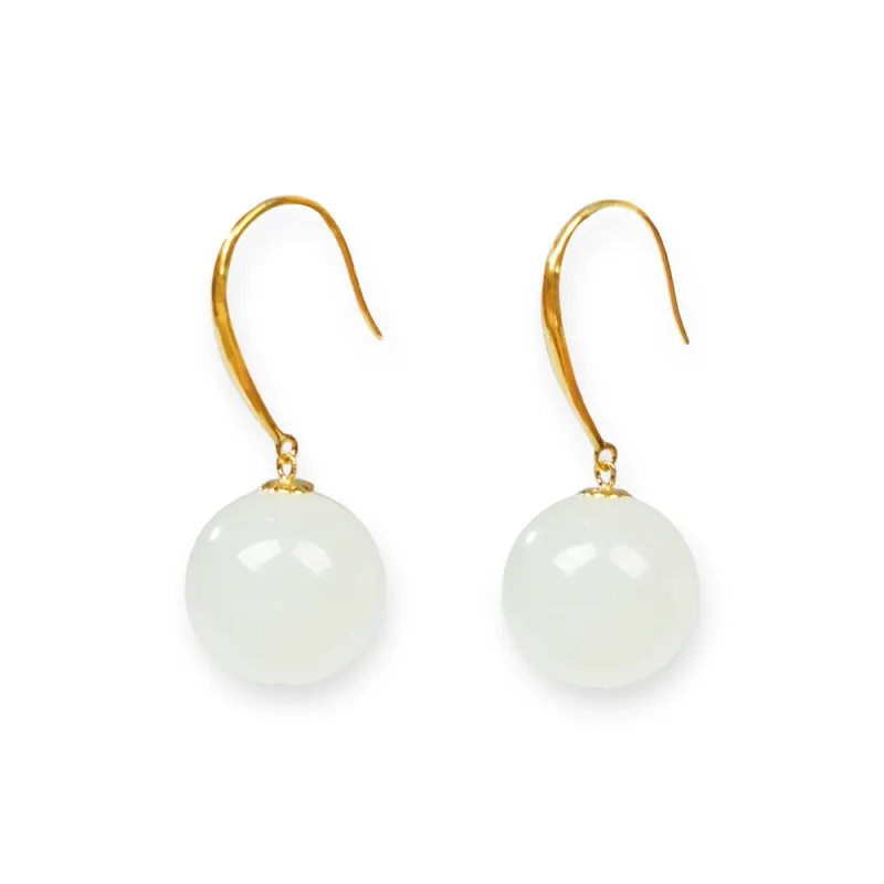 CUIYOUSHIJIA Earrings White Jade Women's-0